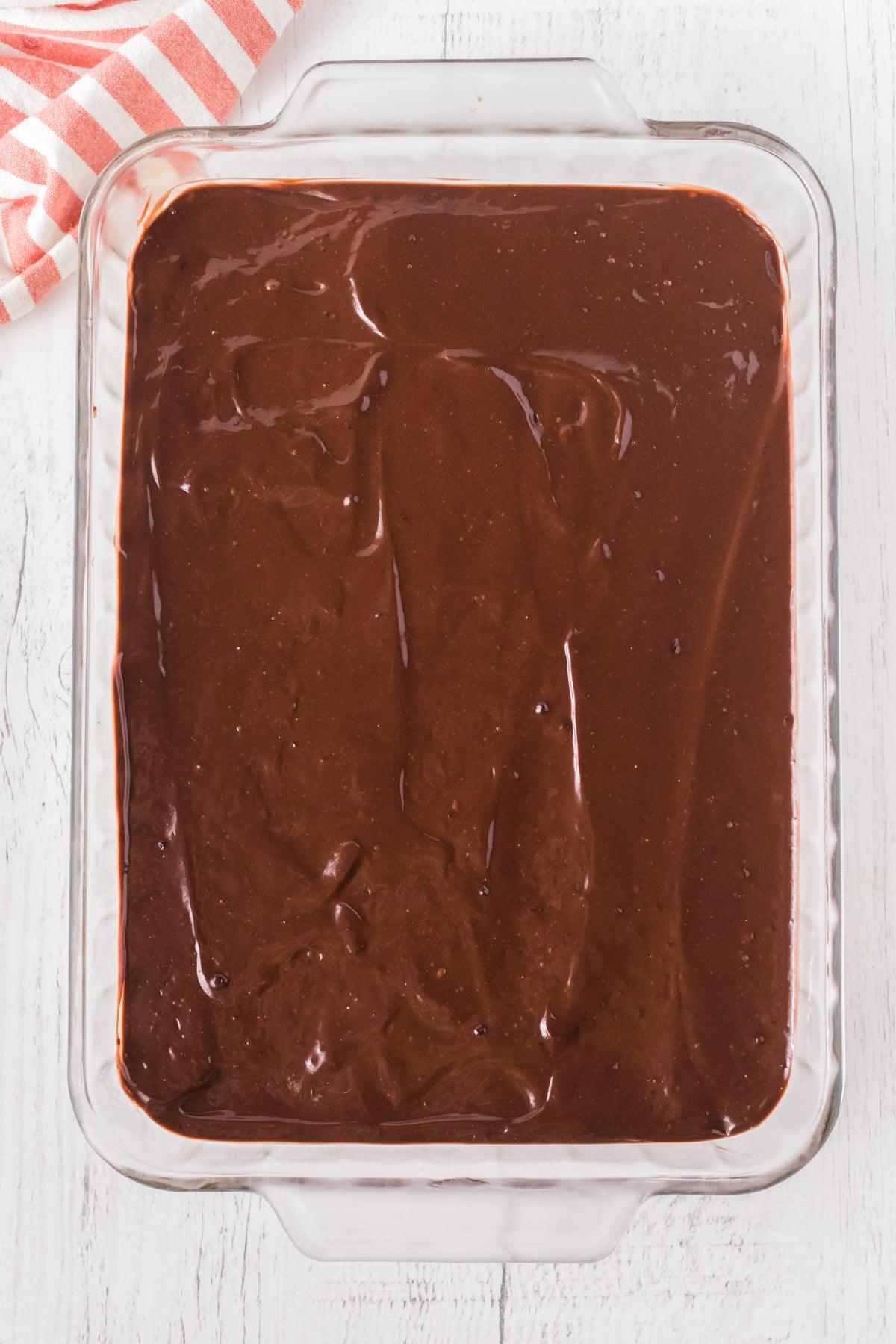 Chocolate pudding layer in striped delight