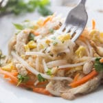A bowl of the best chicken pad thai recipe