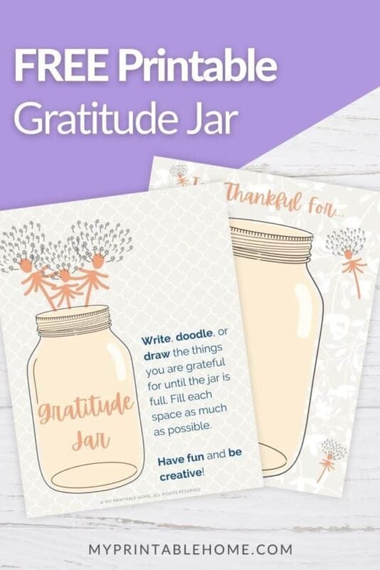 Printed out gratitude jar
