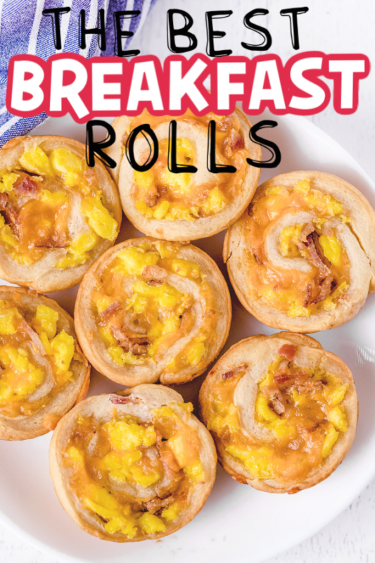 Stacked plate of breakfast rolls