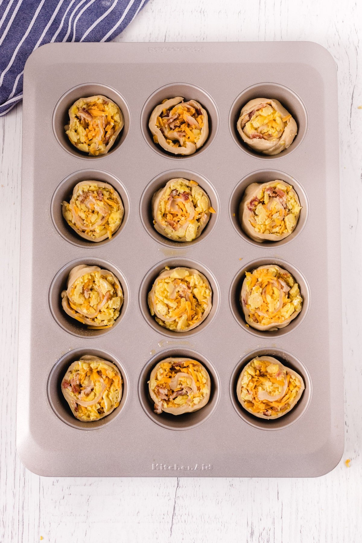 Breakfast rolls in a muffin tin