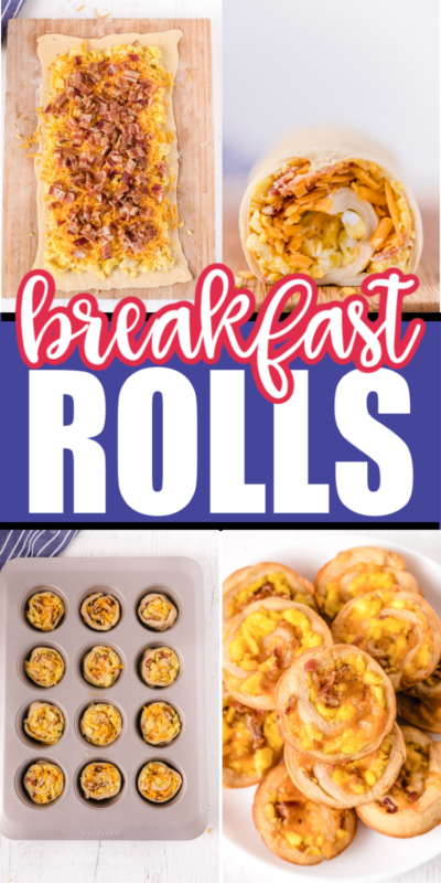 Four pictures of making breakfast rolls