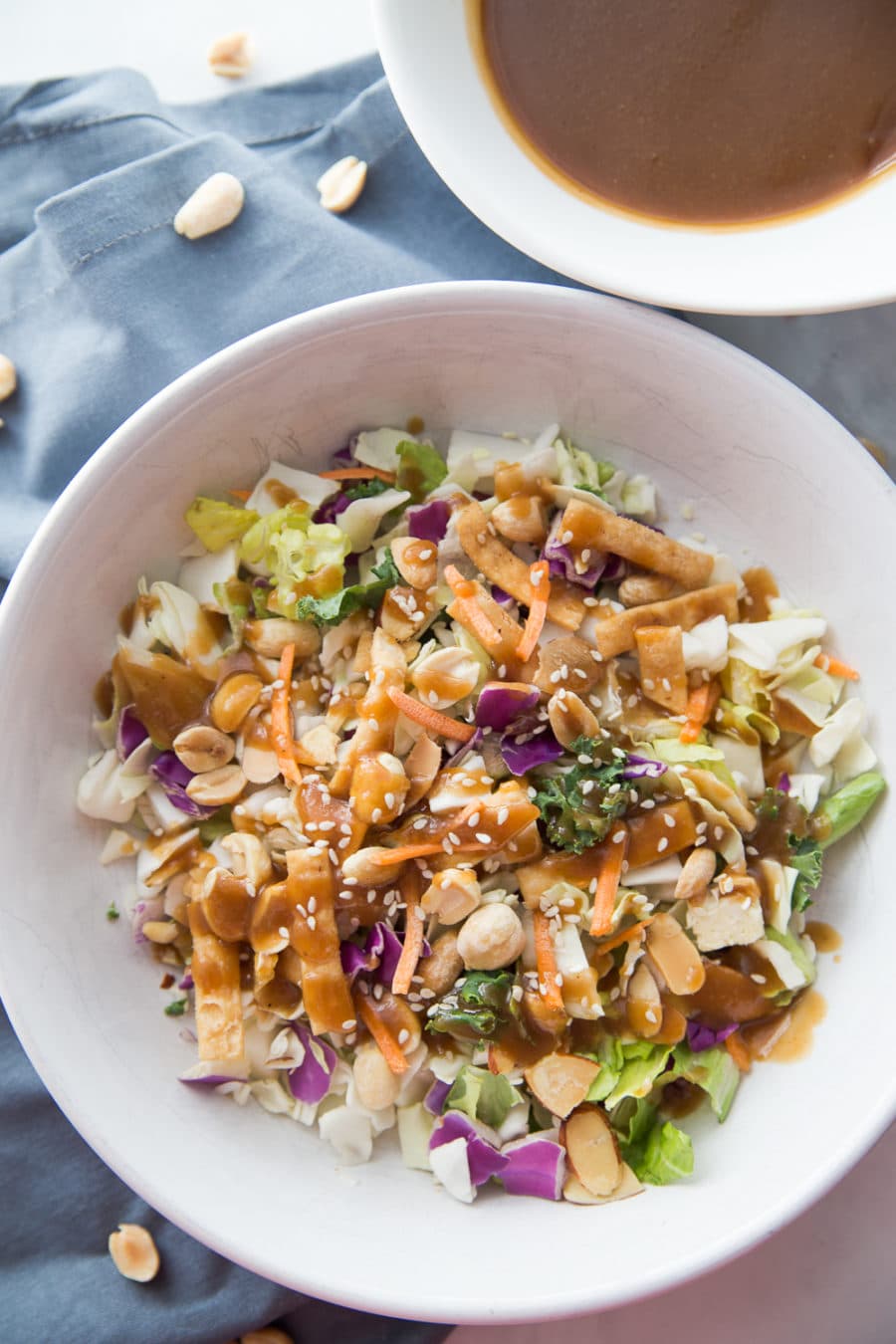 Salad dressed with an easy Thai peanut sauce