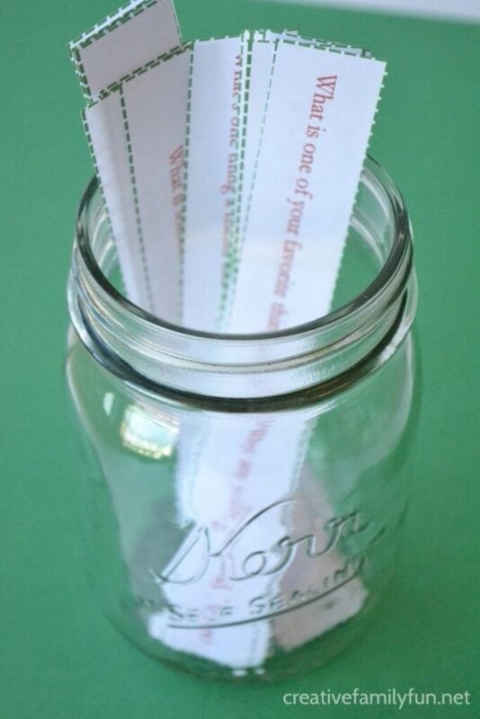 jar filled with gratitude prompts