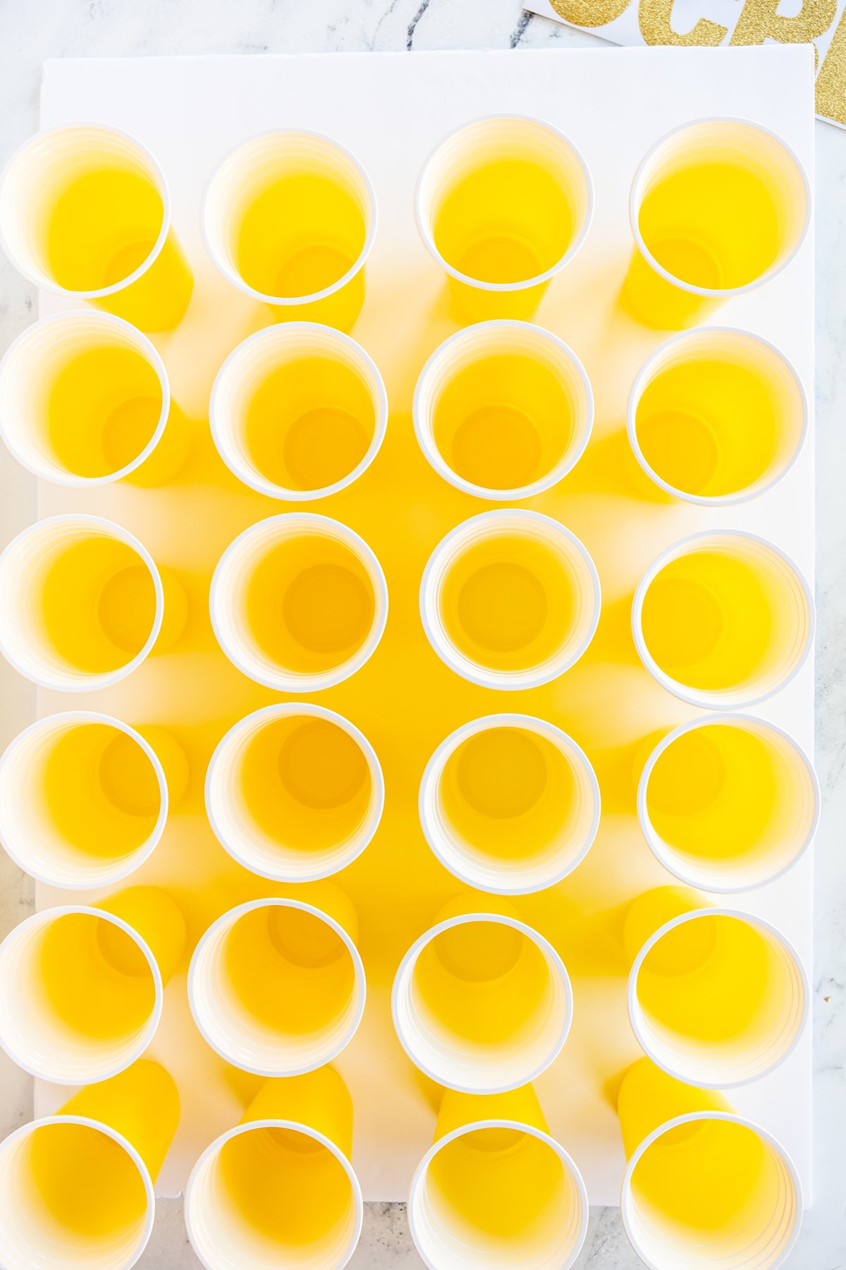 plastic cups laid out for a gratitude game