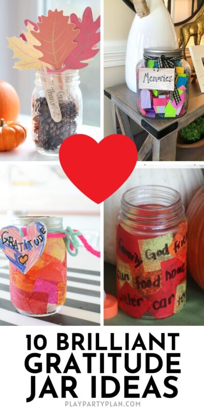 Collage of gratitude jar images