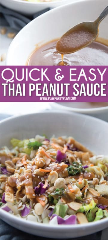 The best peanut sauce for springs rolls! An easy Thai peanut sauce recipe that’s great on noodles, on satay chicken, on Vietnamese noodle bowls, and more! So yummy!