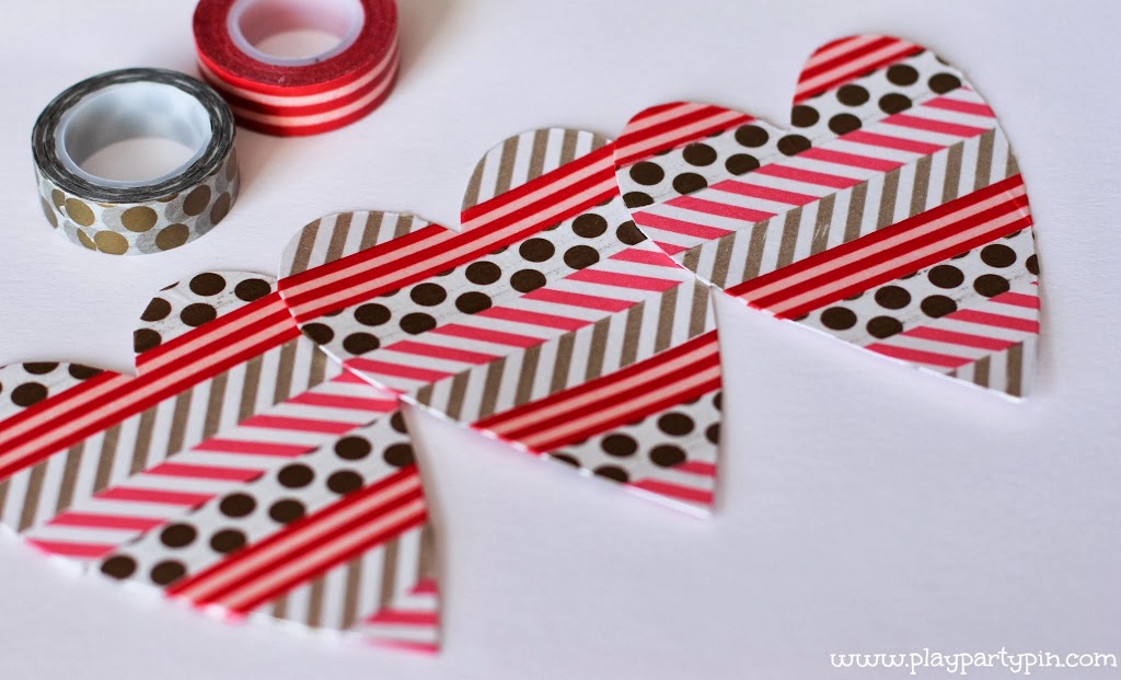 Easy washi tape valentine's day hearts