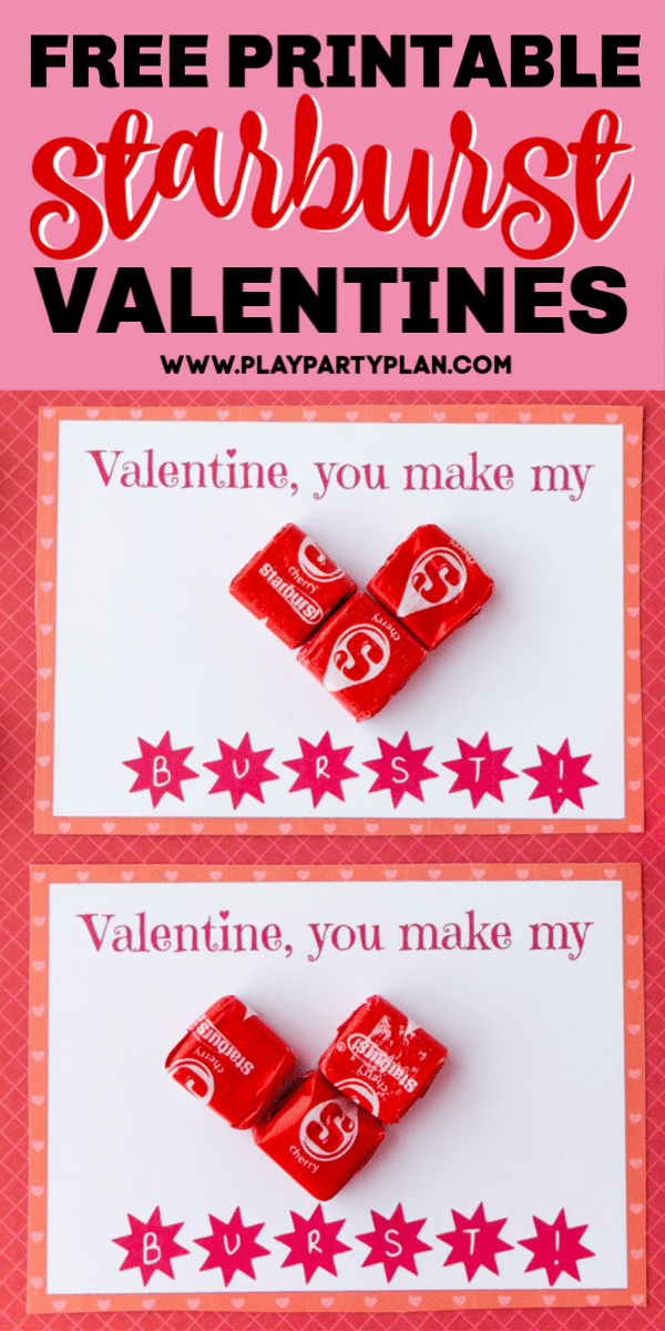 Free printable Starburst valentines! The perfect way to give someone a sweet treat for Valentine's Day!