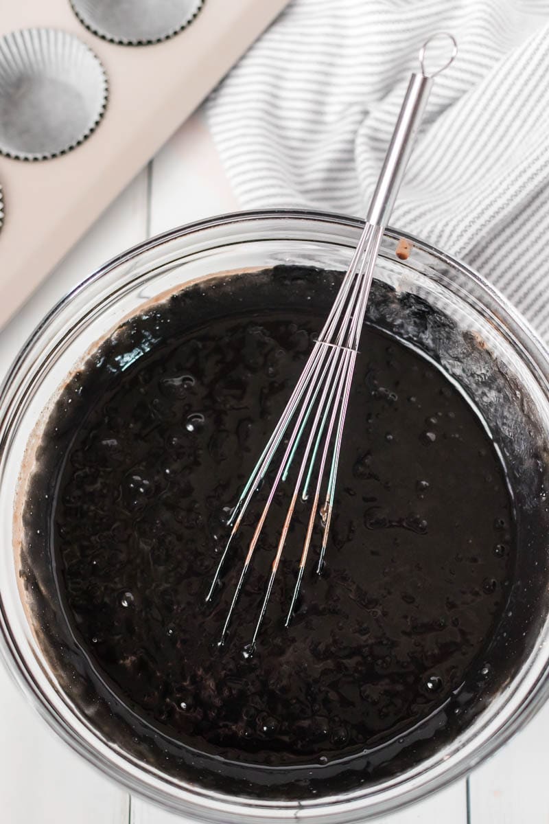 black batter for St Patrick's Day cupcakes