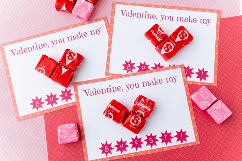 Stack of Starburst valentines