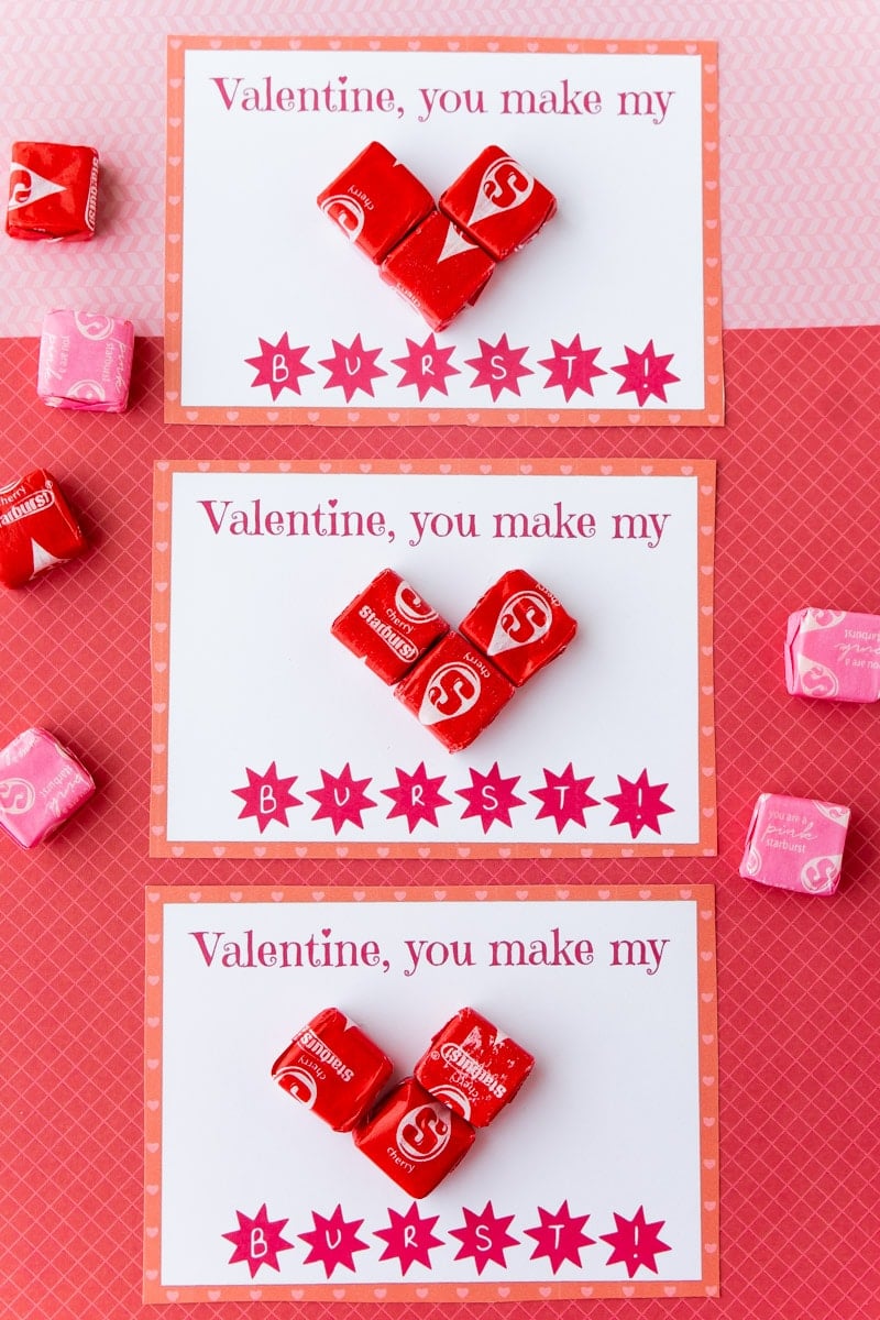 Free Printable Starburst Valentines