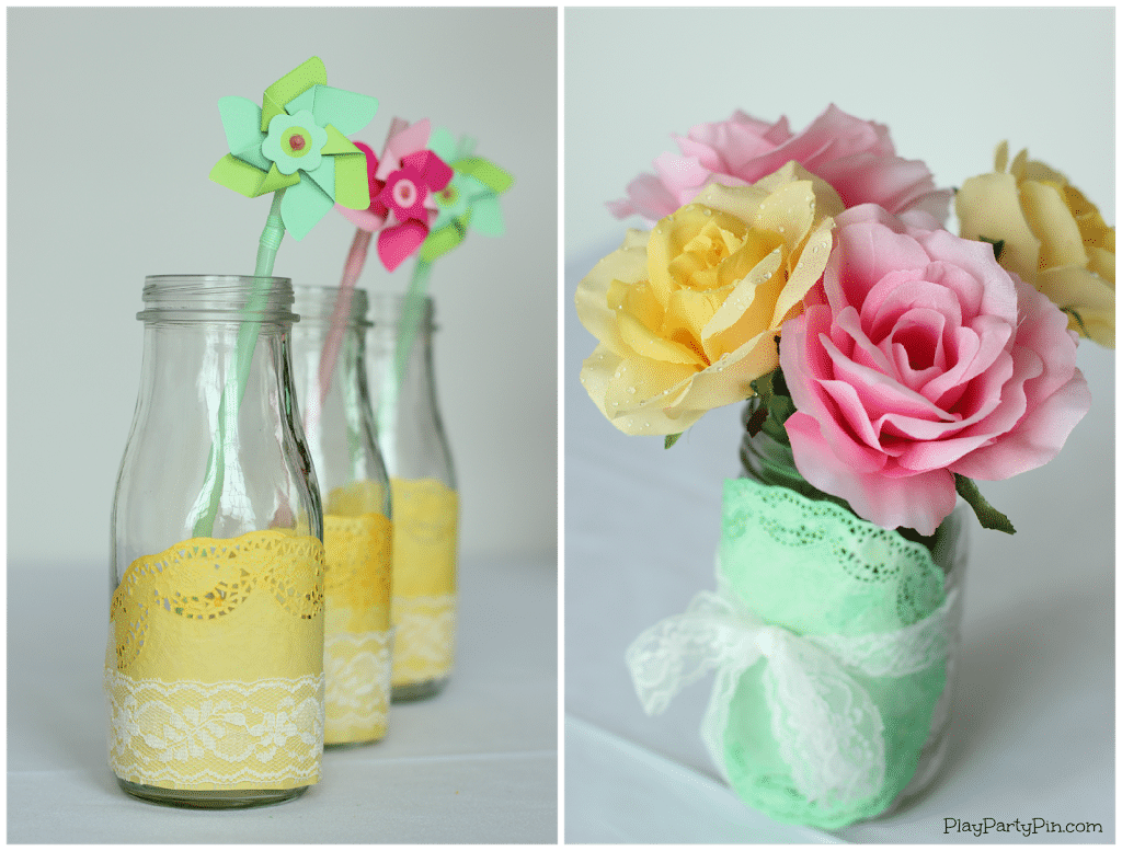 Simple spring baby shower decoration ideas from playpartyplan.com #babyshower #decorations #DIY #EviteBabyTrends #paid 