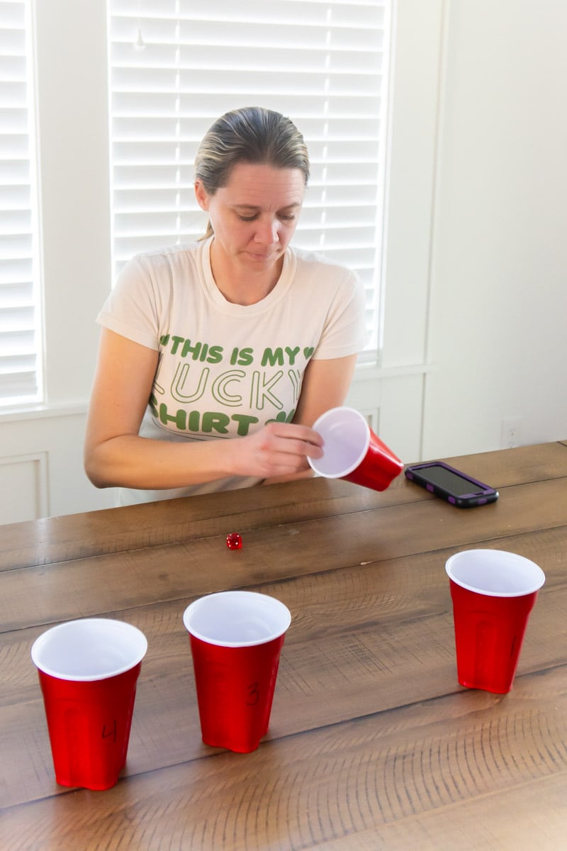 Woman playing St. Patrick's Day games for adults