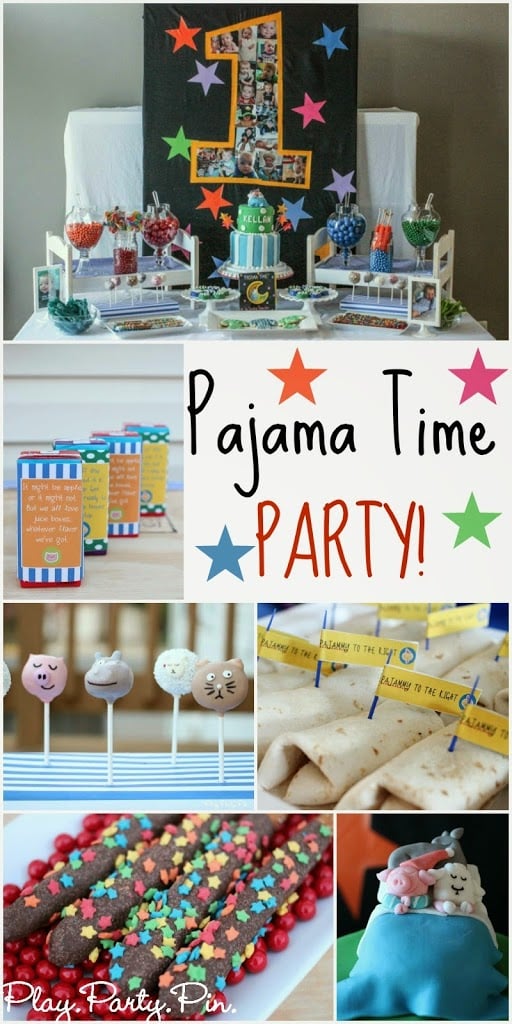 Such a cute Pajama Time birthday party from playpartyplan.com, lots of great pajama party ideas 