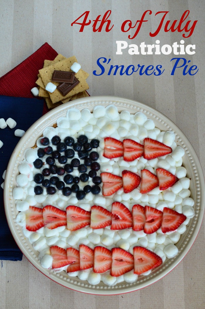 red white and blue smores pie