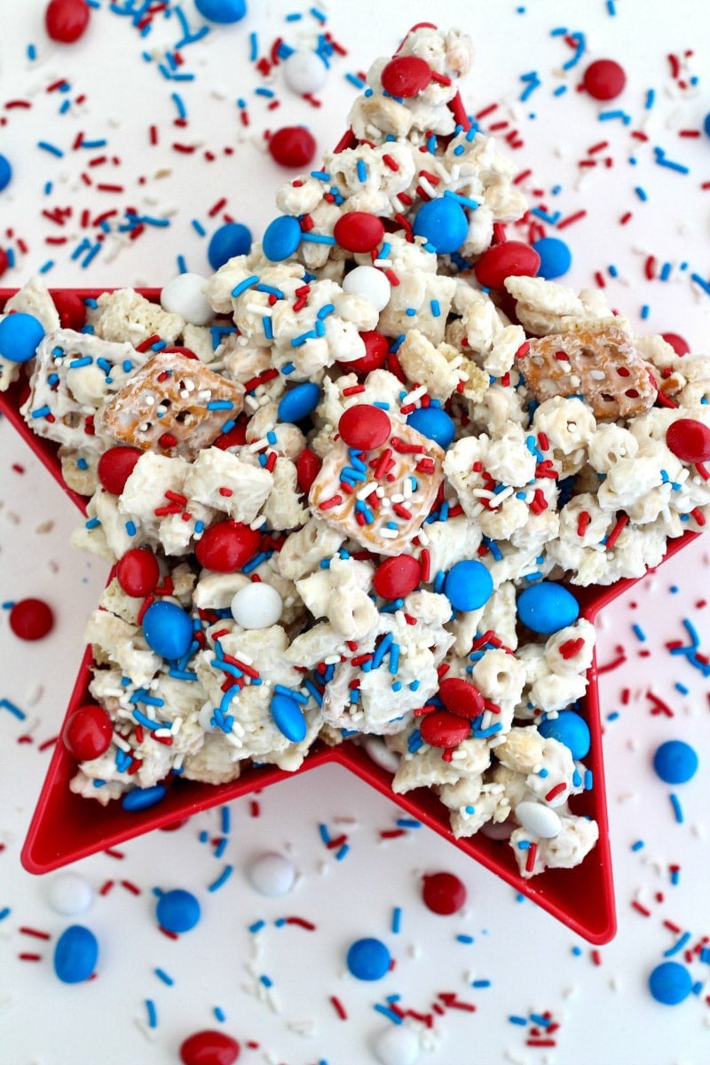 red white and blue treat mix