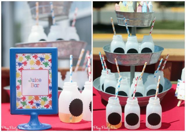 Juice bar ideas complete with different kinds of juice, juice boxes, and cute chalkboard bottles from playpartyplan.com Juice bar ideas complete with different kinds of juice, juice boxes, and cute chalkboard bottles from playpartyplan.com