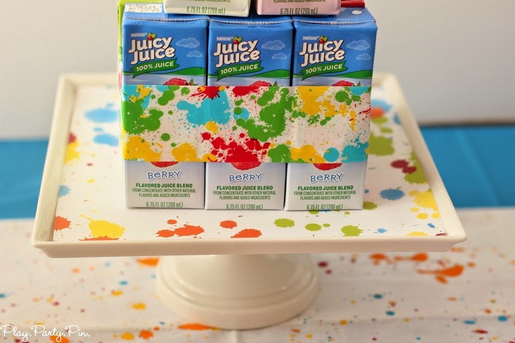 What a fun idea for a "cake" made out of juice boxes