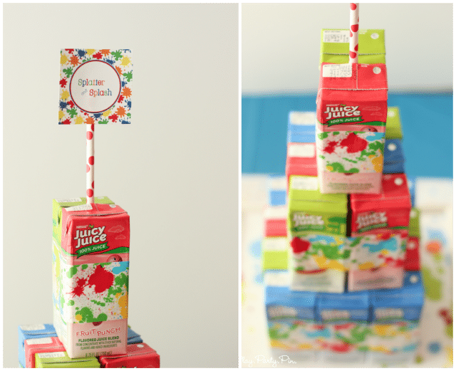 What a fun idea for a "cake" made out of juice boxes