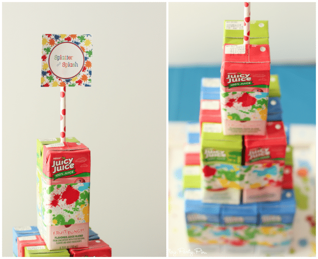 What a fun idea for a "cake" made out of juice boxes What a fun idea for a "cake" made out of juice boxes