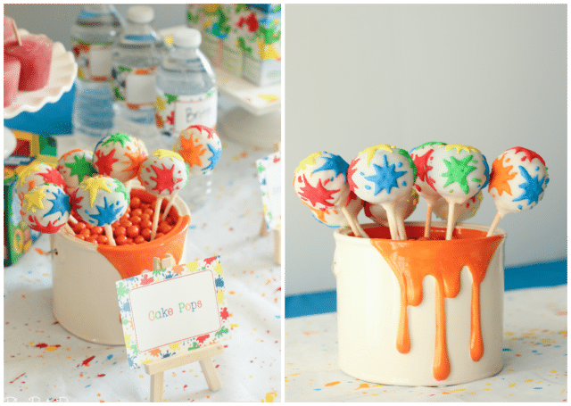 Splatter paint cake pops