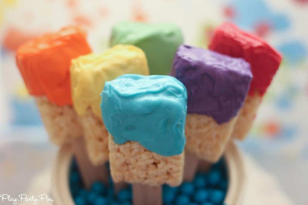 Rice krispy treat paintbrushes