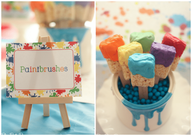 Rice krispy treat paintbrushes