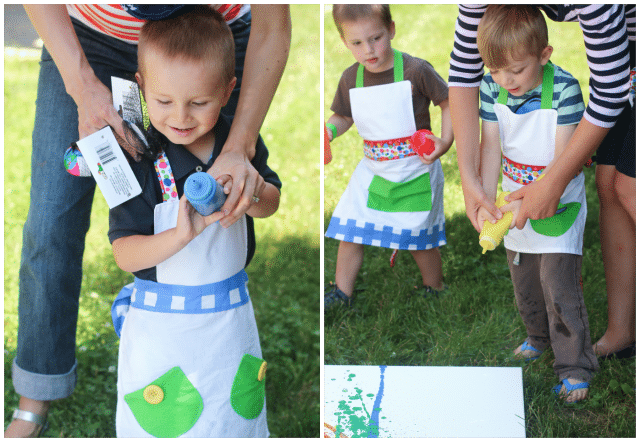 Fill squeeze bottles with washable paint and let kids make their own splatter painting, perfect for an art party Fill squeeze bottles with washable paint and let kids make their own splatter painting, perfect for an art party