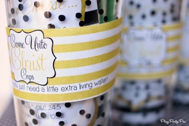 Come Unto Christ Cups, perfect for a young women's activity or girls camp with free printable from playpartyplan.com