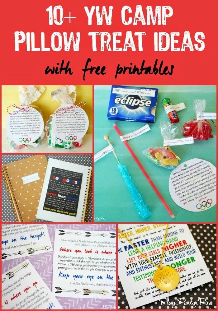 10 girls camp pillow treat ideas with super cute free printables from playpartyplan.com 10 girls camp pillow treat ideas with super cute free printables from playpartyplan.com