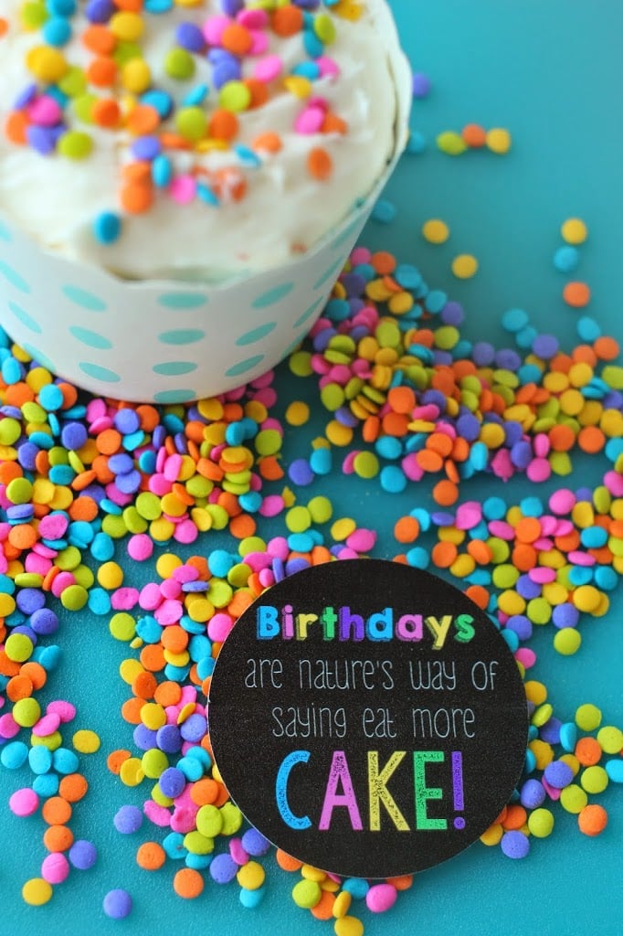 Free printables for birthday gift, give a friend a cupcake with this tag