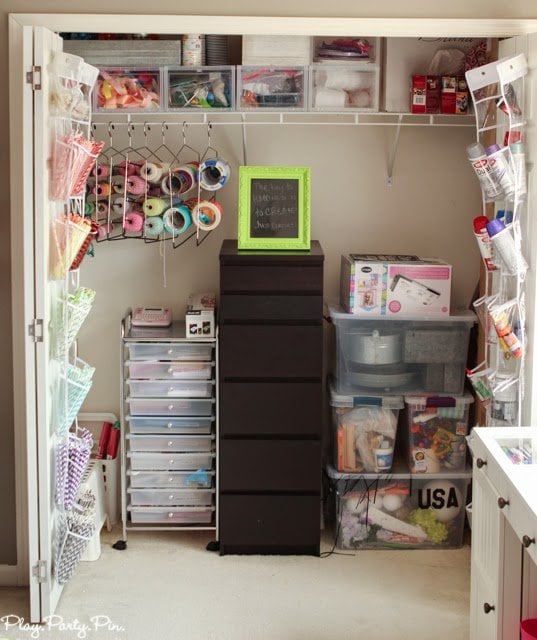 Simple and creative craft room organization ideas from playpartyplan.com