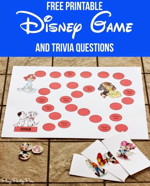 Free printable Disney board game and trivia questions from playpartyplan.com