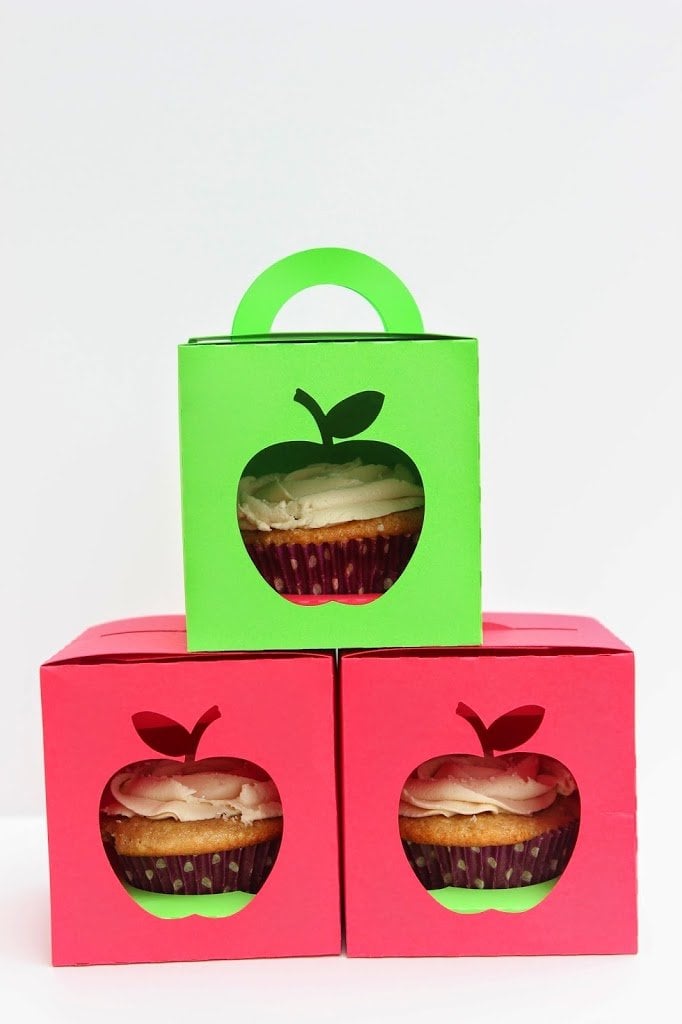 apple box with an apple cupcake in there