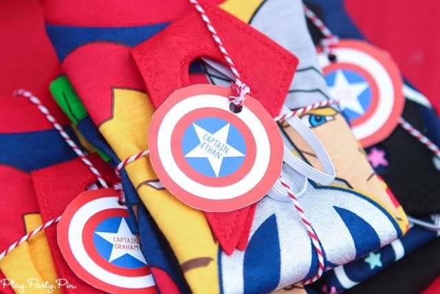 Superhero costume station idea from playpartyplan.com