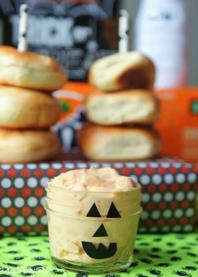 Pumpkin cream cheese with pumpkin face