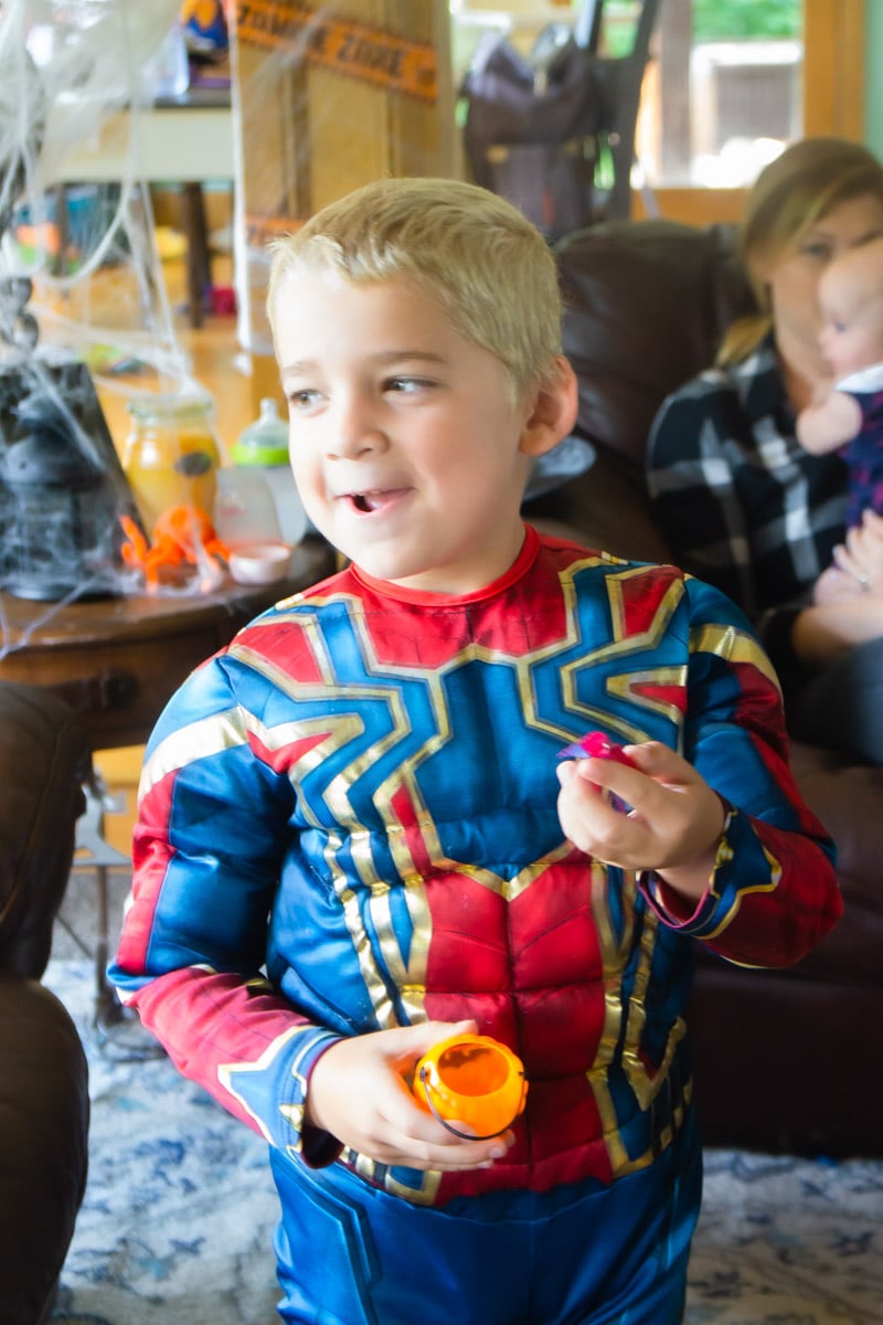 Kid found candy in a trick or treat game