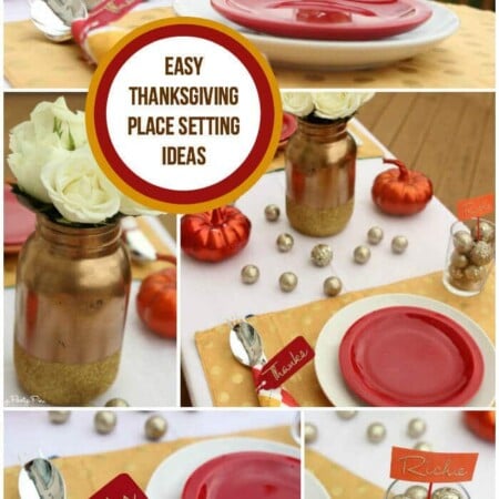 Love these simple and festive Thanksgiving place settings, especially the colors and glitter accents