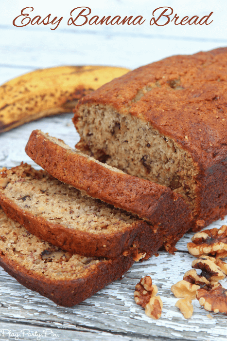 An easy and delicious banana bread recipe, perfect if you like banana walnut bread