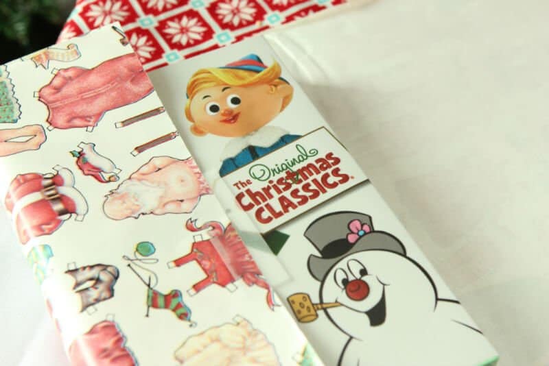 Vintage Christmas wrapping paper perfect for a gift exchange game