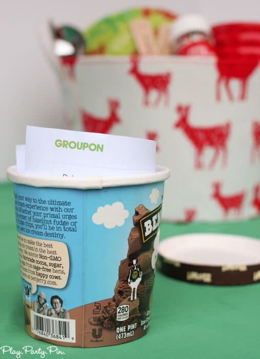 Give someone a Groupon ice cream voucher inside an empty ice cream container, fun idea!