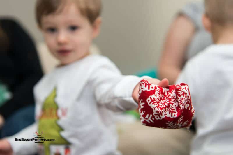 Bean bag game made from Quaker oatmeal containers