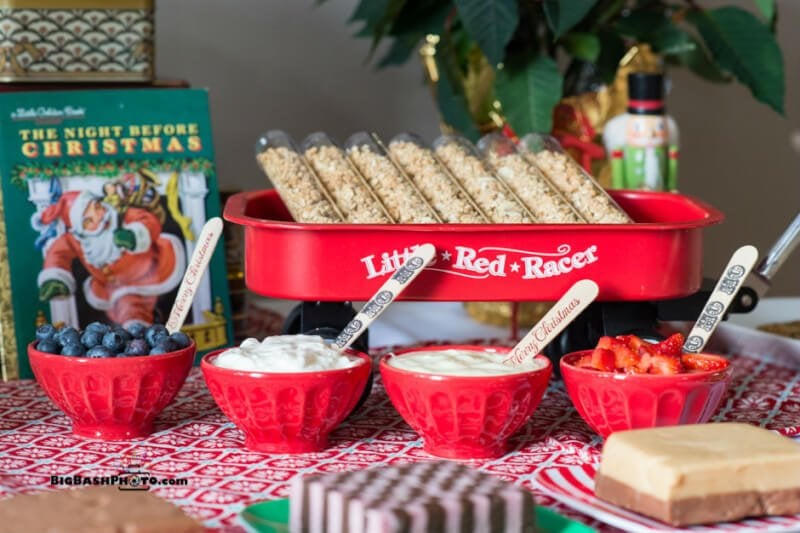 Love all of these cute Christmas party ideas inspired by Christmas morning, especially the granola bar in the little red wagon!