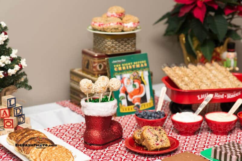Love all of these cute Christmas party ideas inspired by Christmas morning, especially the granola bar in the little red wagon!