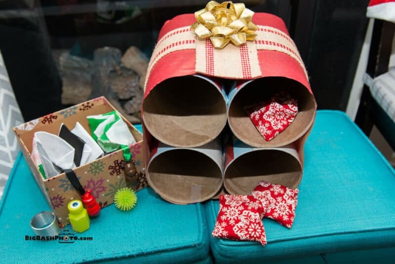 Bean bag game made from Quaker oatmeal containers 