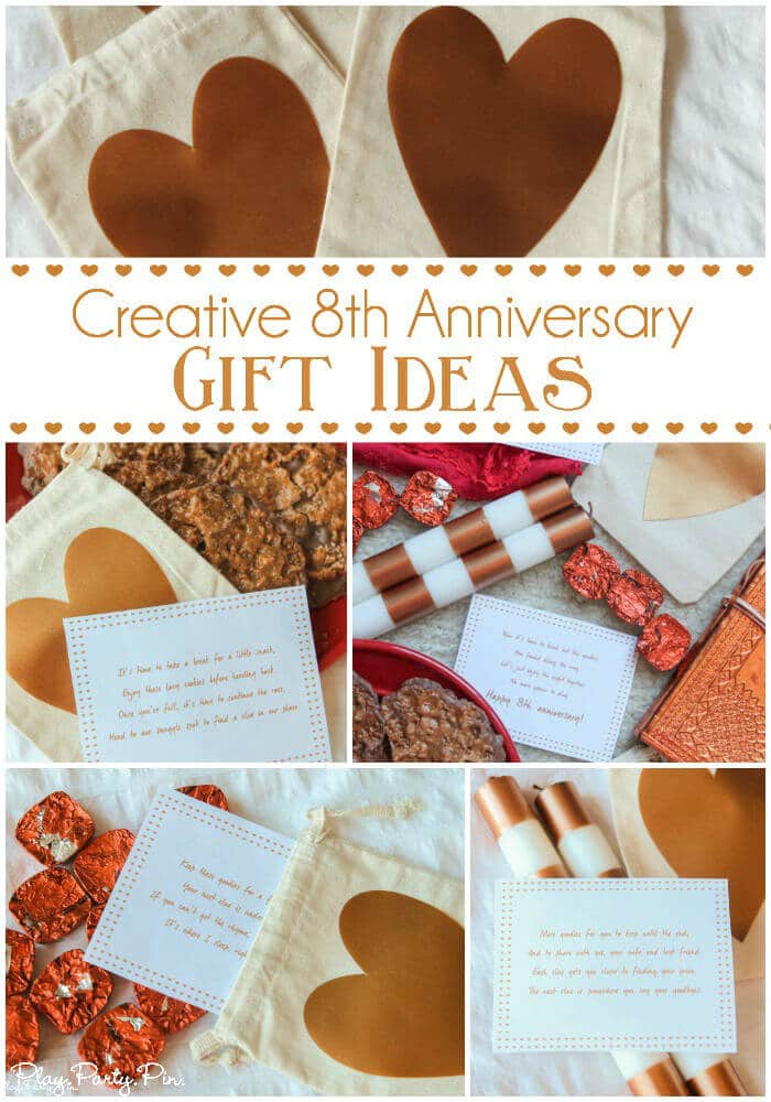 Love these fun 8th anniversary gift ideas, especially the printable scavenger hunt based on traditional 8th anniversary gifts! Such a cute idea any guy would love!