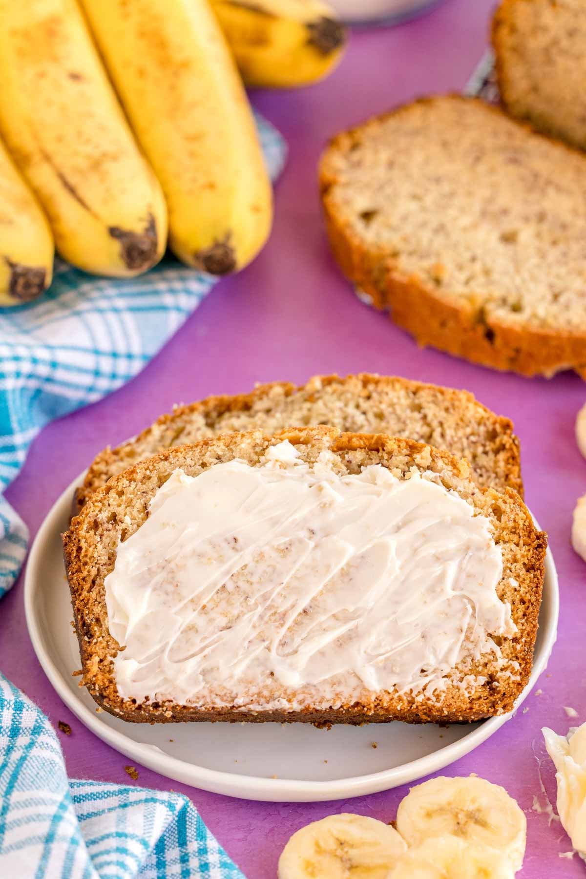 slice of banana bread with butter