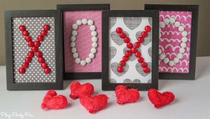 This Valentine's Day word art is such a cute Valentine's day craft idea, and I love the Craft Your Heart Out Valentine's Day party ideas from www.playpartyplan.com