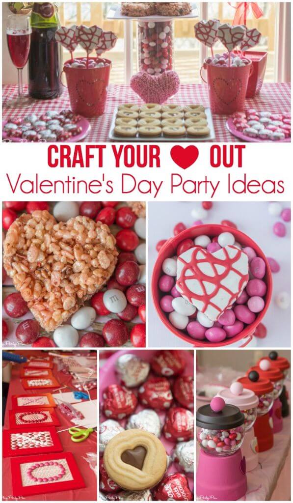 This Craft Your Heart Out girls night from www.playpartyplan.com is one of the cutest Valentine's Day party ideas I've ever seen, love it!